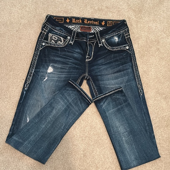 Rock Revival Distressed Jeans Mid Rise.Size 27 Ankle Skinny - Picture 12 of 13
